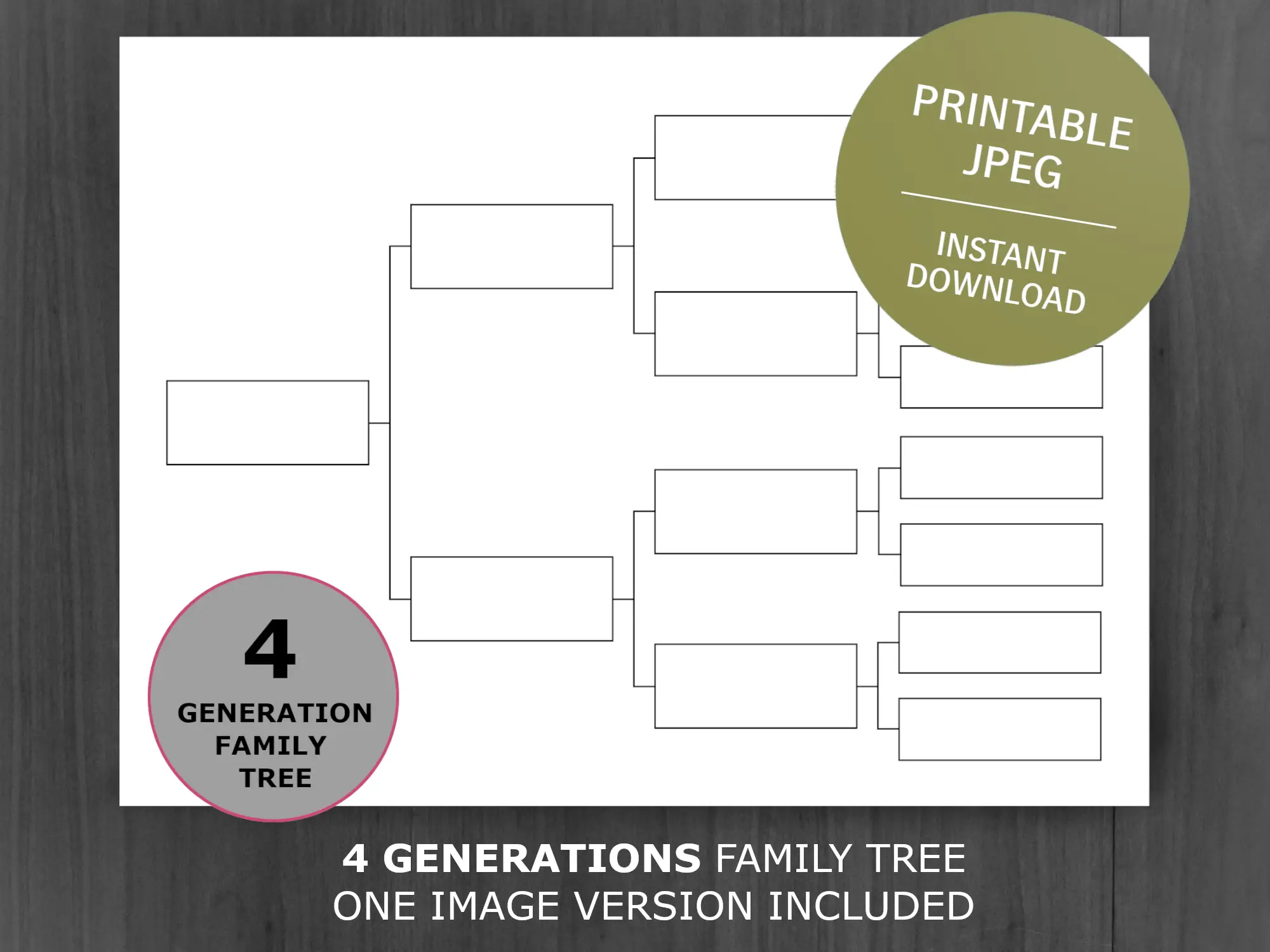 Free 4 Generations Pedigree Chart
