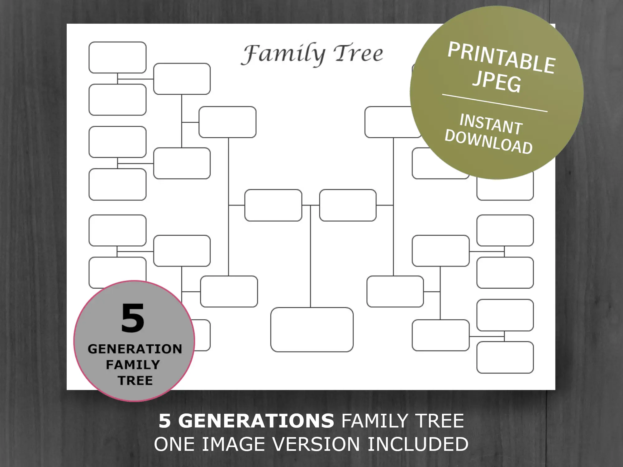 Free 5 Generations Family Tree Template