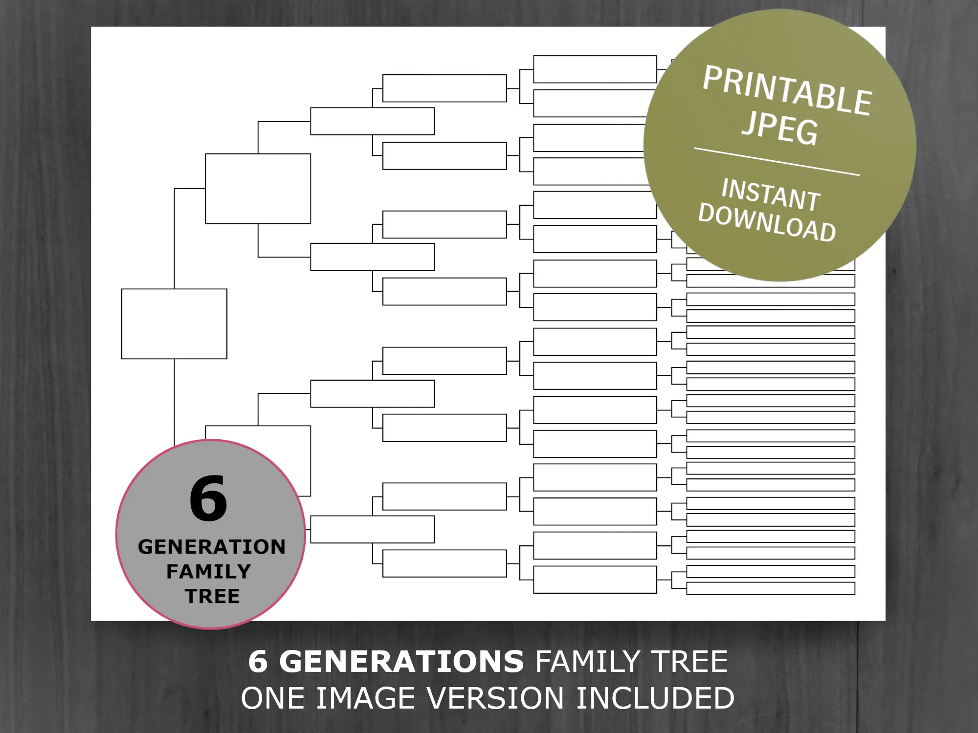 Free 6 Generations Pedigree Chart Template