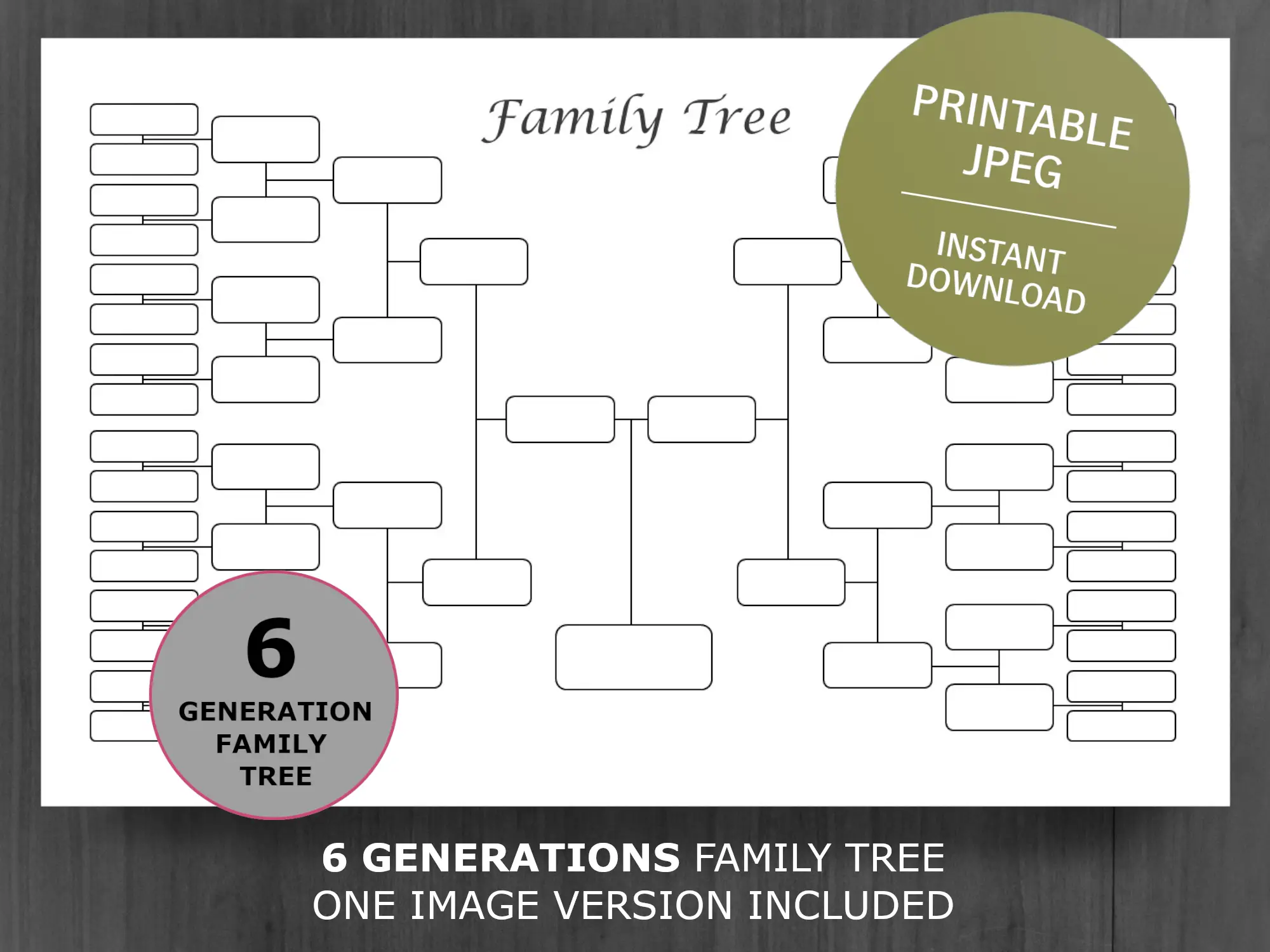 Free 6 Generations Family Tree Template