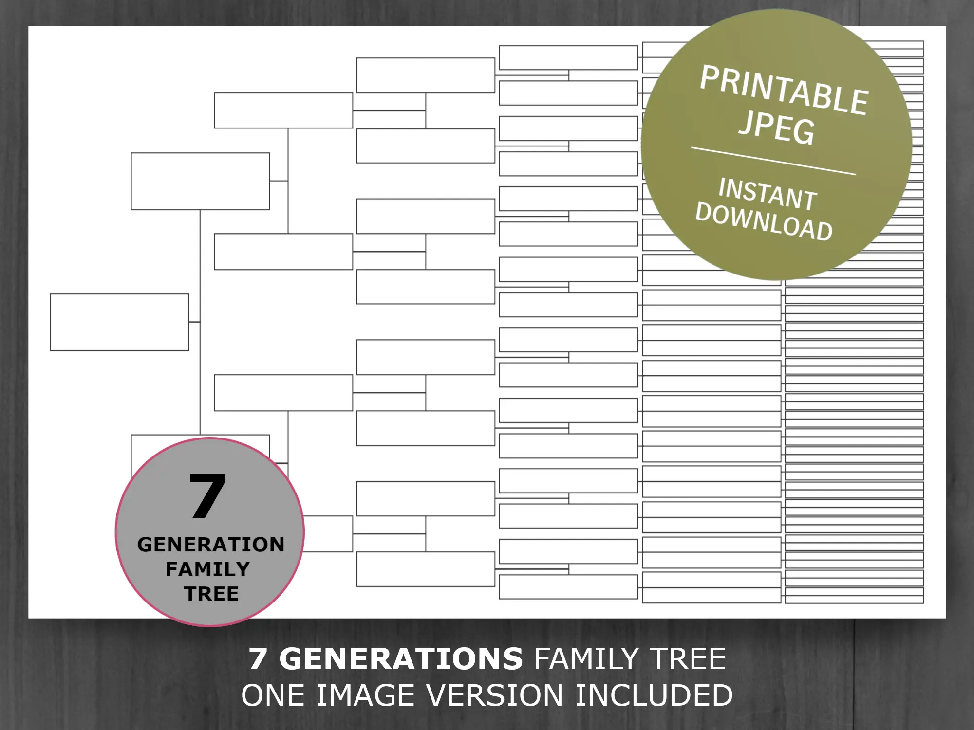 Free 7 Generations Pedigree Chart Template