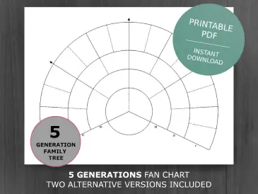 5 Generations Printable Family Tree Fan Chart
