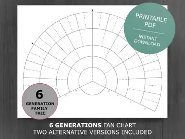 6 Generations Printable Family Tree Fan Chart