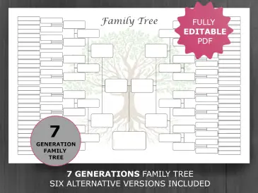 7 Generations Editable Family Tree Template