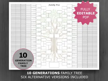 10 Generations Editable Family Tree Template