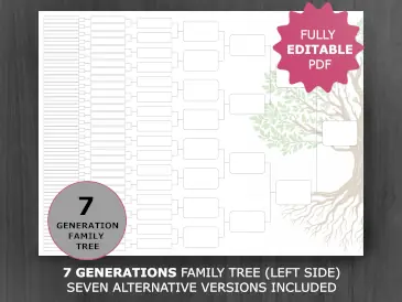 7 Generation Family Tree Chart LEFT-side