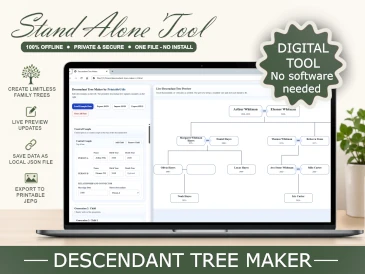 Descendant Tree Maker: Printable Genealogy Chart Tool (Digital Tool)