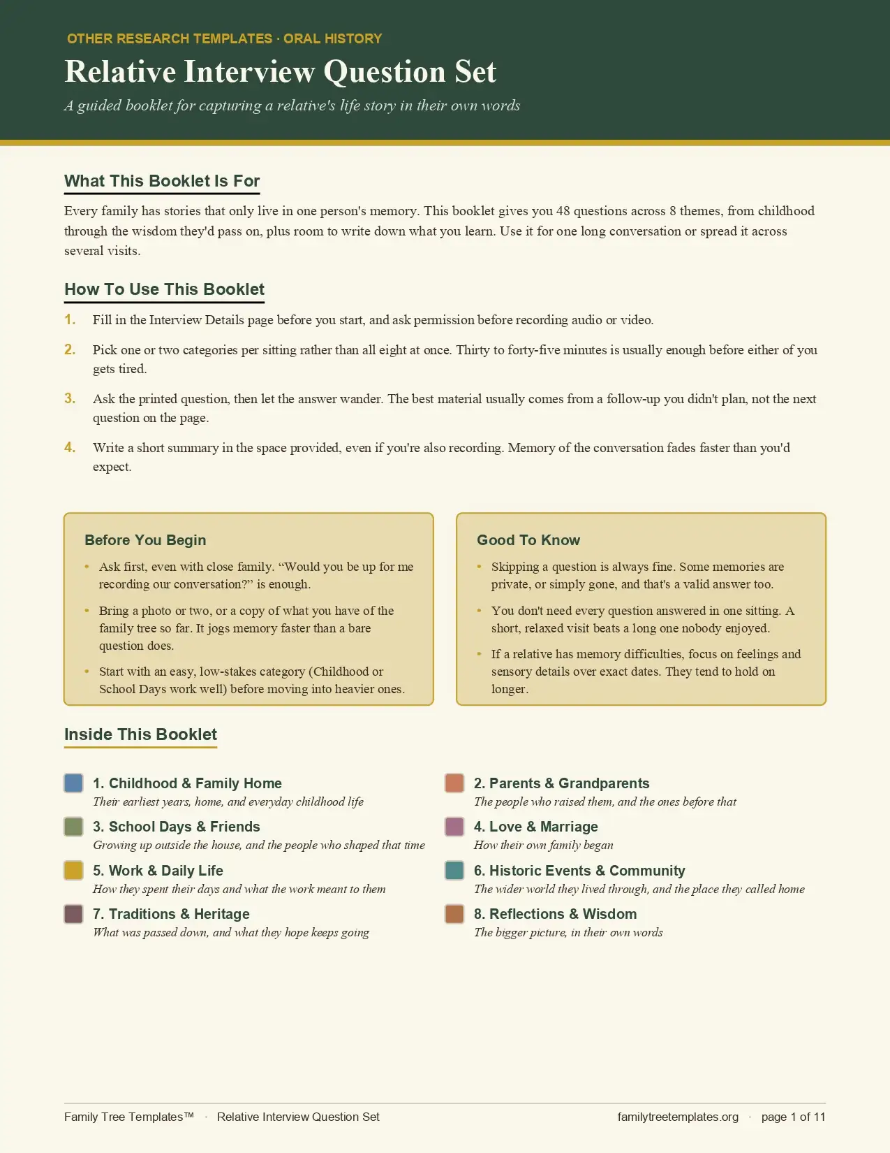 Family History Interview Questions (PDF)